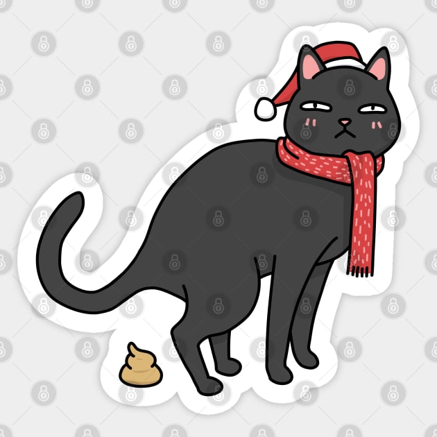 Christmas Black Cat Pooping Sticker by Takeda_Art